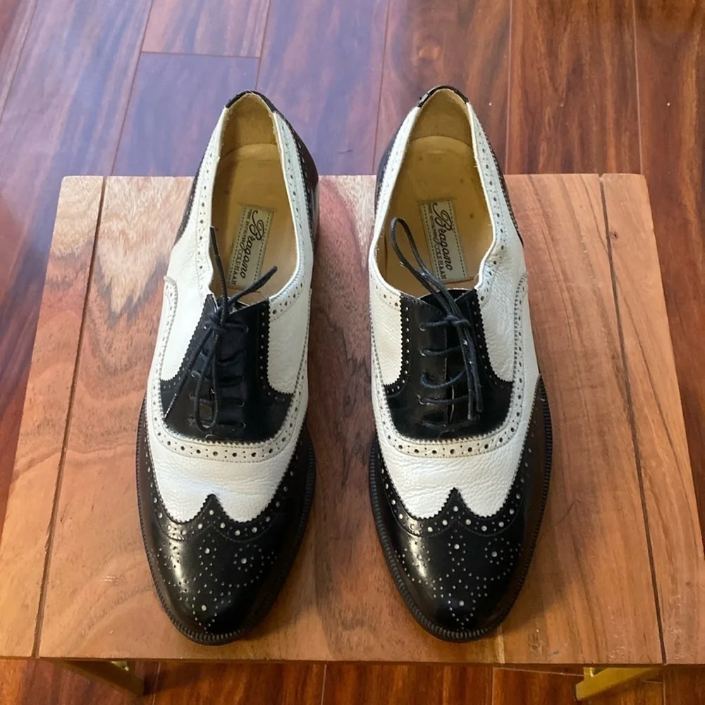VINTAGE Spectator BRAGANO for COLE HAAN Wingtip Oxford Dress Shoes 8 D ITALY